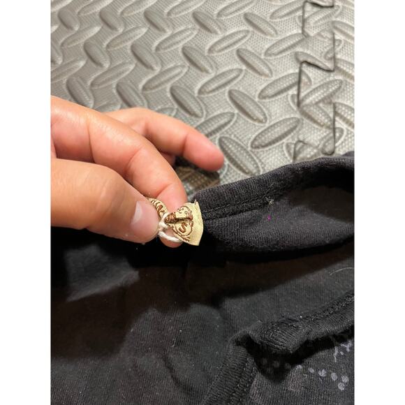 Blue Canyon 100% Cotton Y2K Grunge Embellished Floral Graphic‎ Brown Fitted Tee - Picture 5 of 10